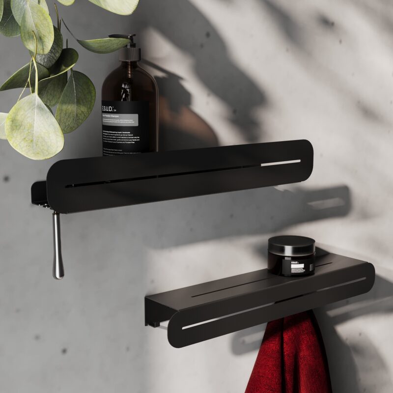 Black shelves wall mounted