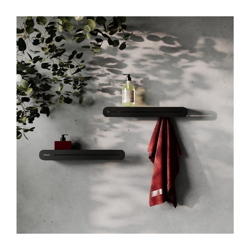 Bathroom Wall Shelf with Hooks 2 pcs