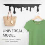 Black coat rack wall mounted 2 pieces 60 x 20 cm - Image 4